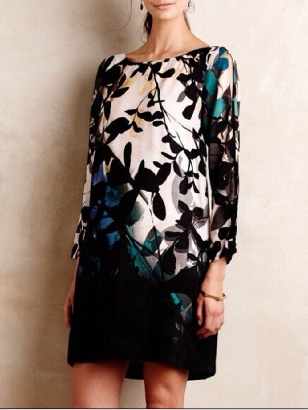 Maeve Anthropologie Shaded Garden Shift Dress Open Sleeve Small S Womens